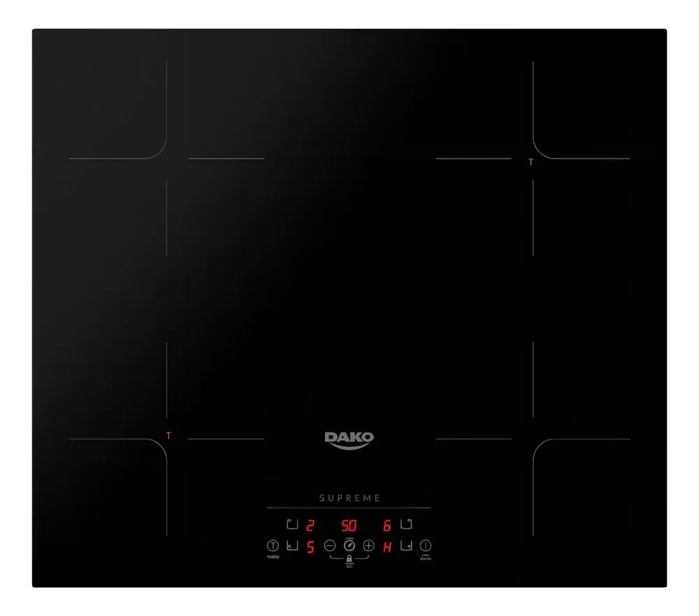 Cooktop de Indução 4 Bocas Preto com Trava de Segurança Dako Supreme 220v ​