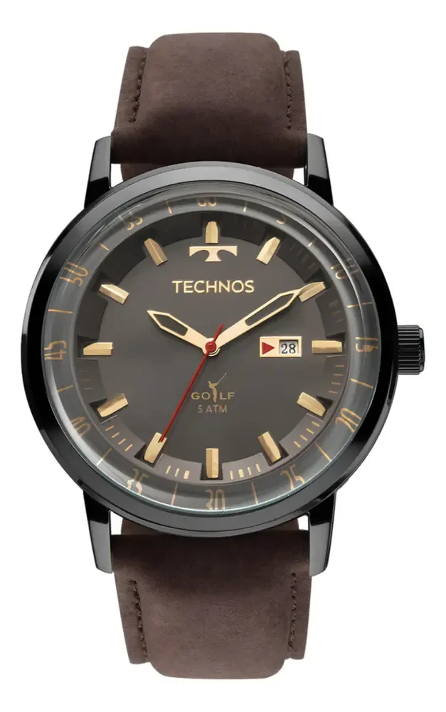 Relógio Technos Golf Masculino com Pulseira de Couro Marrom