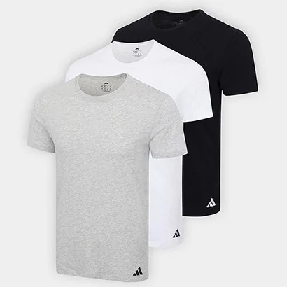 Kit Camiseta Adidas Básicas 3 Peças Masculino