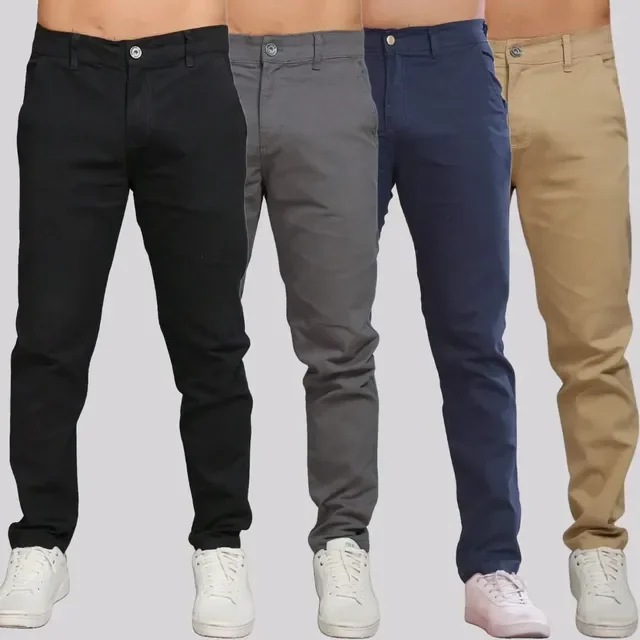Kit 4 Calça Sarja Masculina Calca Masculino C/lycra Elastano