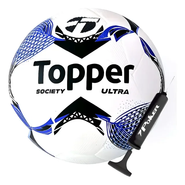 Bola De Futebol Society Topper Ultra Colagem Dupla + Bomba