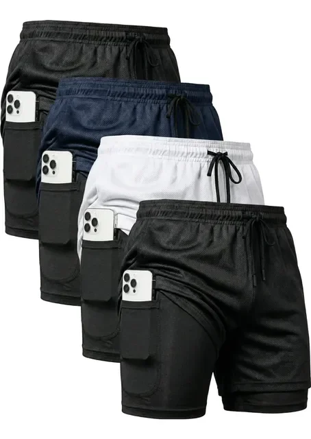 Kit com 4 Shorts 2 Em 1 Duplo Dryfit