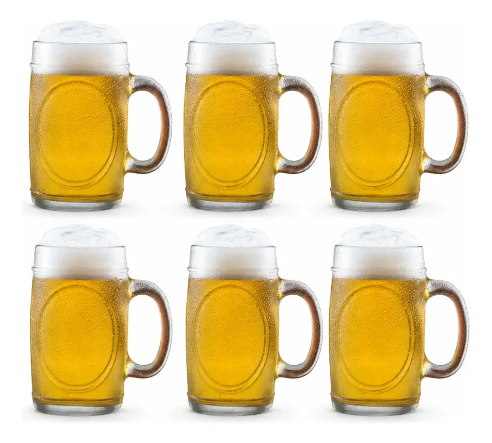 Conjunto Com 6 Canecas De Chopp, Cerveja Bebida Vidro 350ml