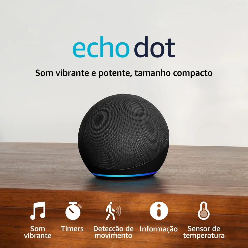 Echo Dot (Geração mais recente) | Smart speaker com Alexa, som vibrante e potente