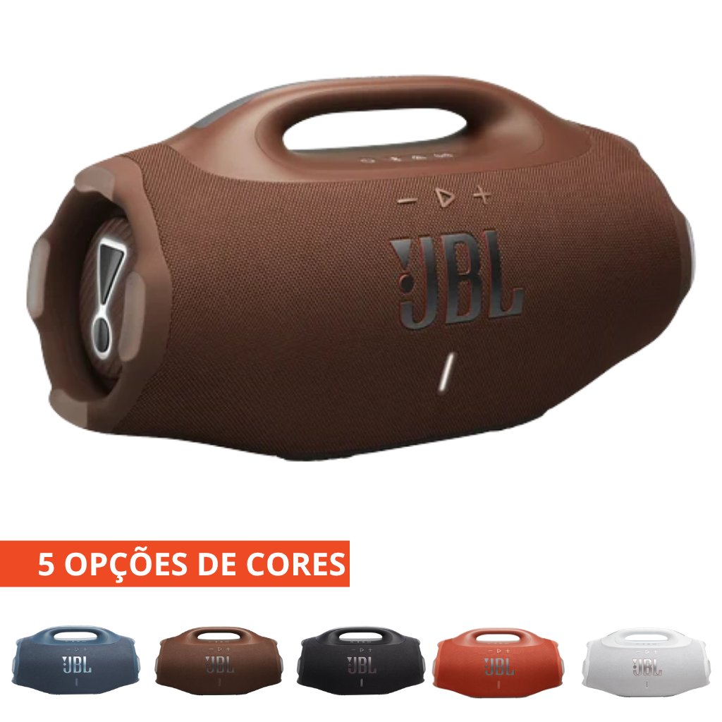 Caixa de Som Boombox 4 Cor Laranja Marrom Preta Branca ou Azul Bluetooth À Prova D'água JBL