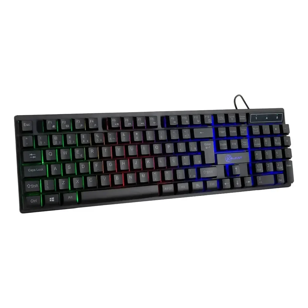 Teclado Gamer Kalkan KLK00012 Membrana ABNT2 Iluminação Rainbow
