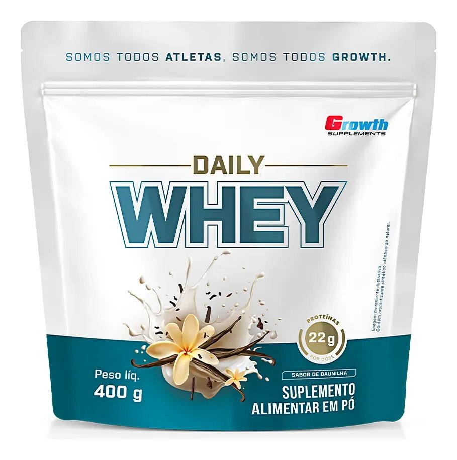 🔥Daily Whey Protein 400g Growth Supplements Baunilha