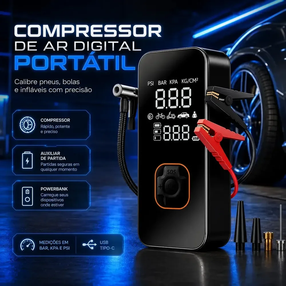 Compressor De Ar Compacto 150 Psi Para Pneus De Portátil