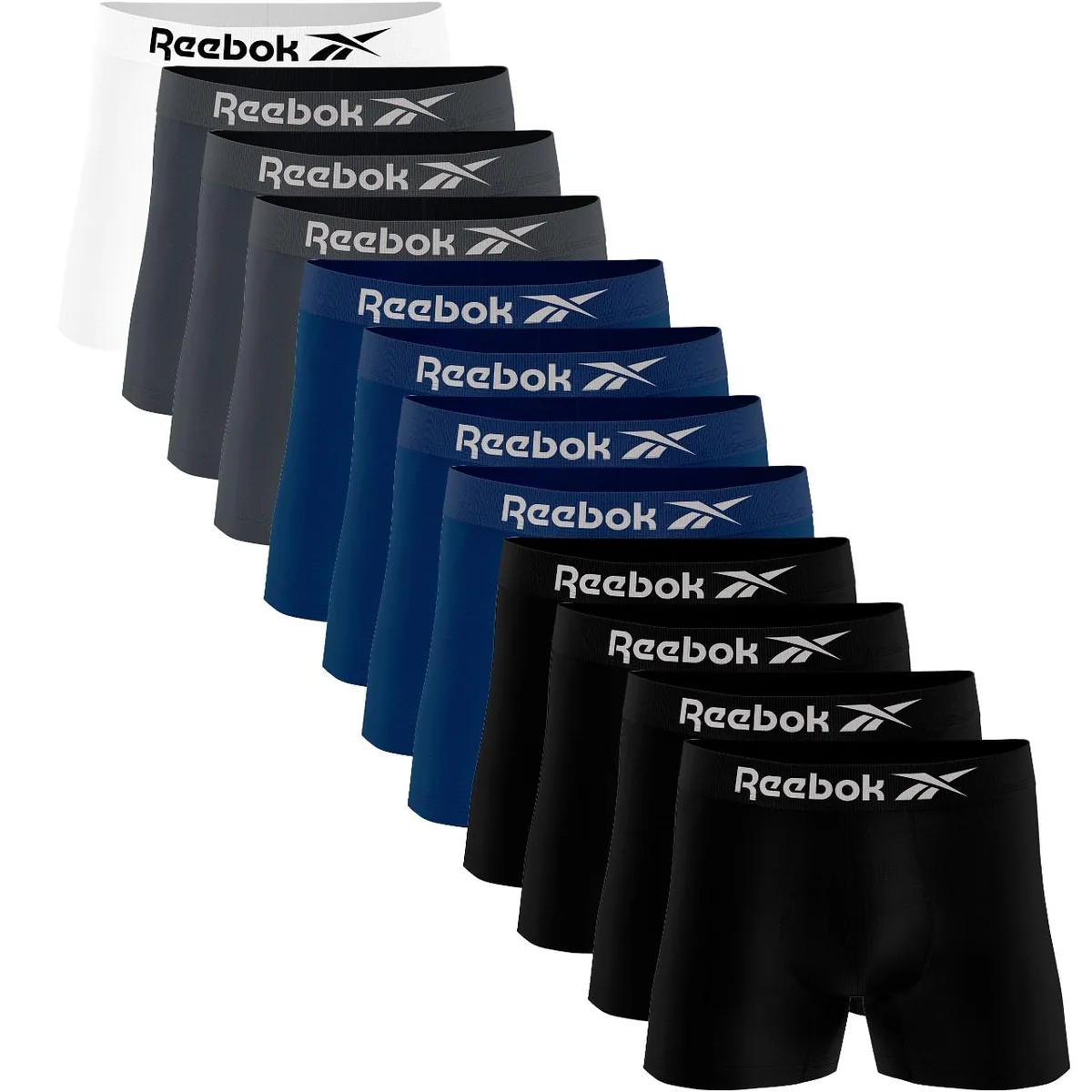 ⚫️ Kit 12 Cuecas Boxer Reebok Masculinas Microfibra Adulto Box Sem Costura