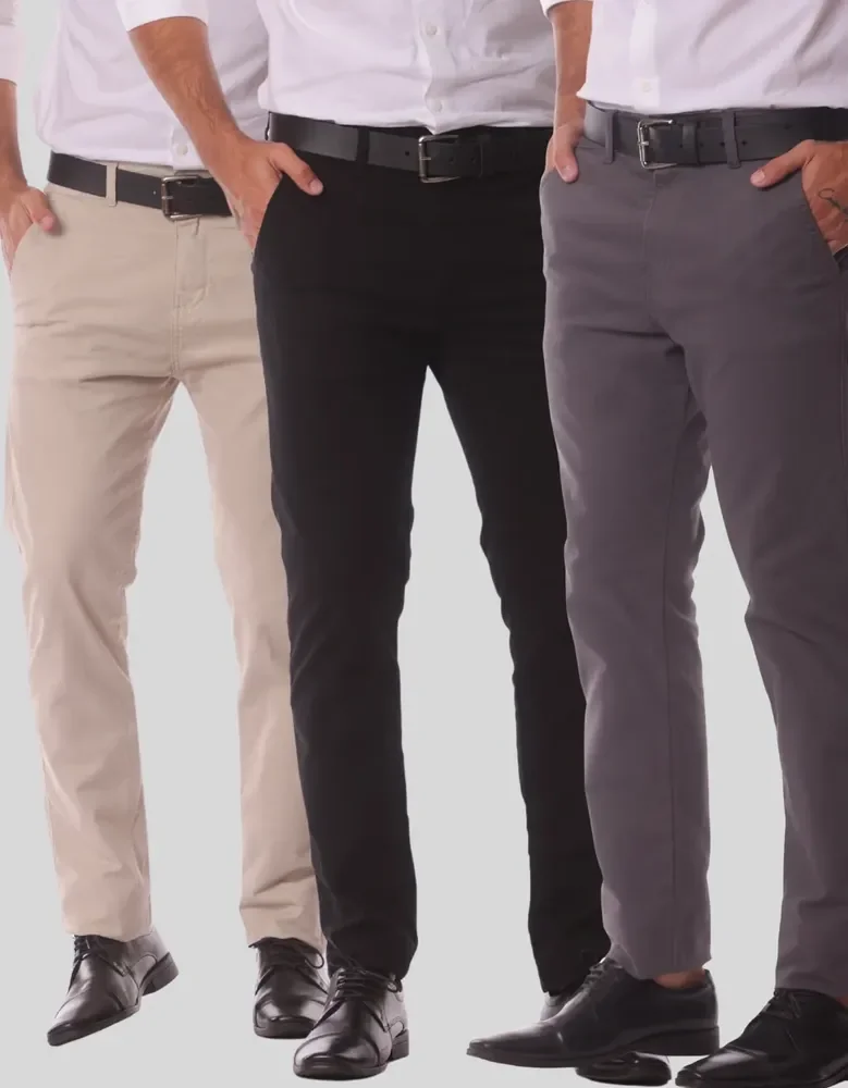 Kit 3 Calça Sarja Slim