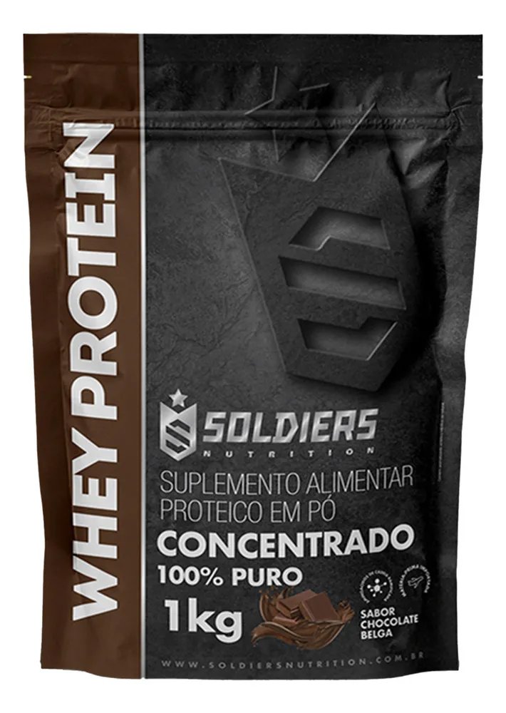 ✨Whey Protein Concentrado 1kg Sabor Chocolate Belga Soldiers Nutrition Rico em Proteína Treino✨️