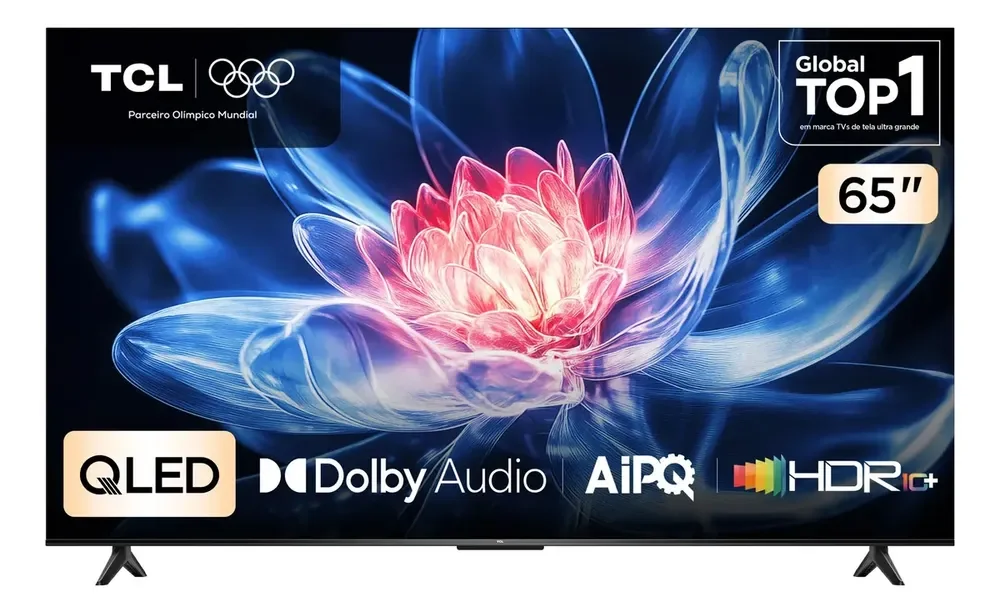 Smart TV TCL 65 Polegadas QLED 4K T6C WiFi Bluetooth Google TV Tela HVA e HDR10+ 65T6C