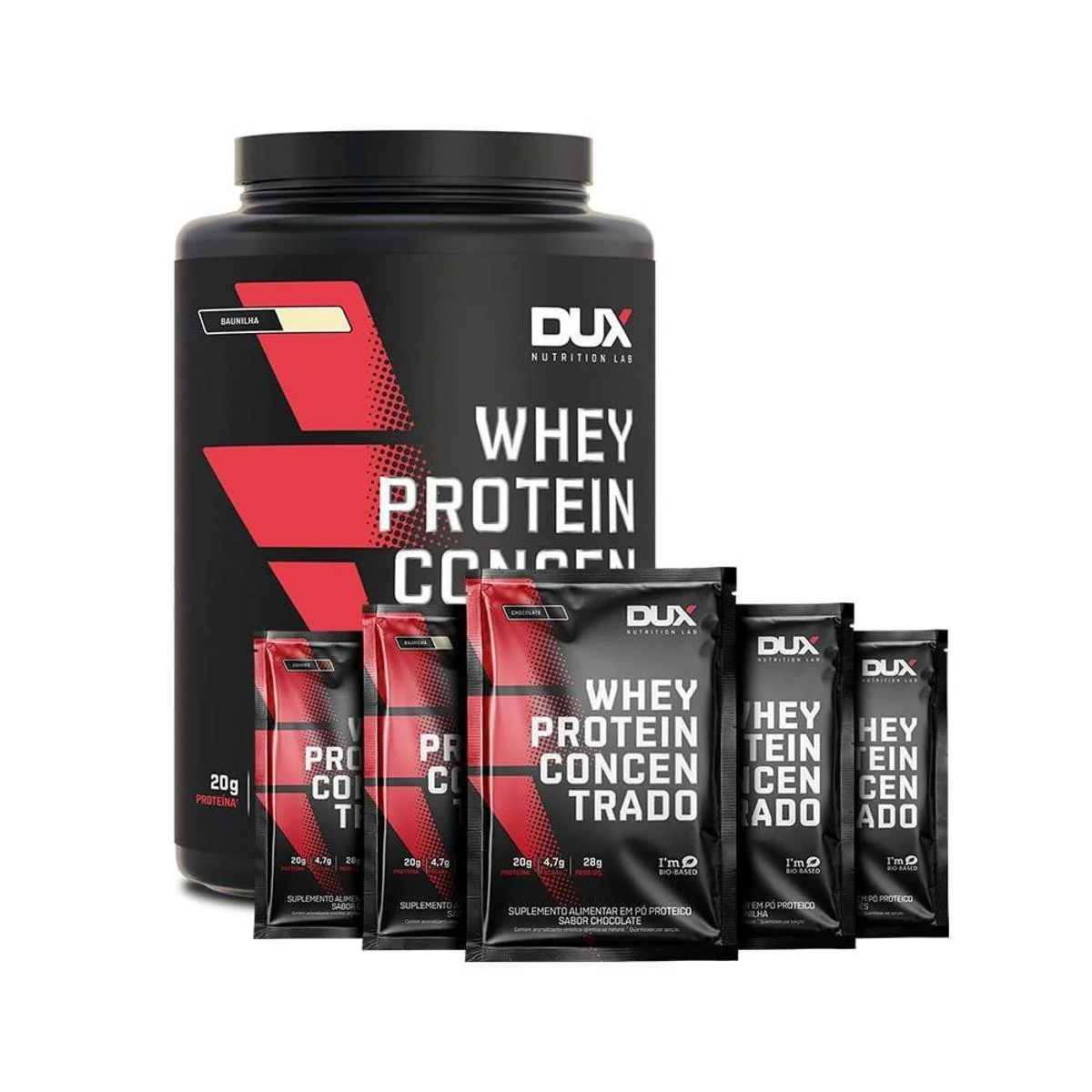 ✨Whey Protein Concentrado Dux Nutrition 900g + 5 Sachês Vários Sabores✨️