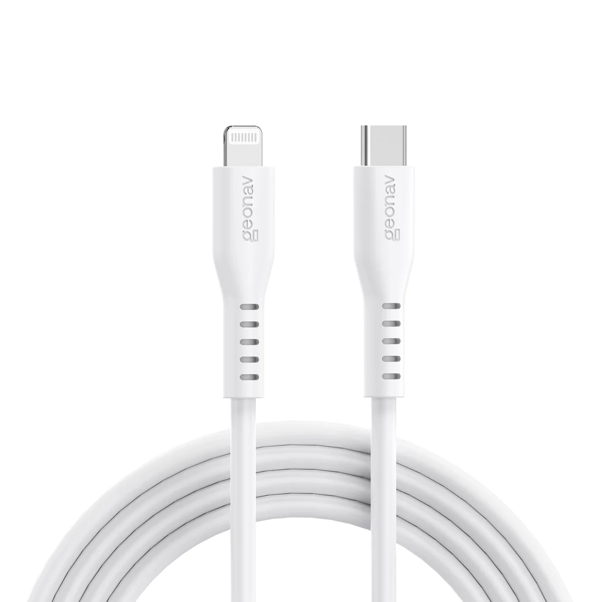 Geonav Cabo de Silicone USB-C para Lightning, carregamento até 38W, Silicone resistente, 1,5m, ESLICSWT, Branco