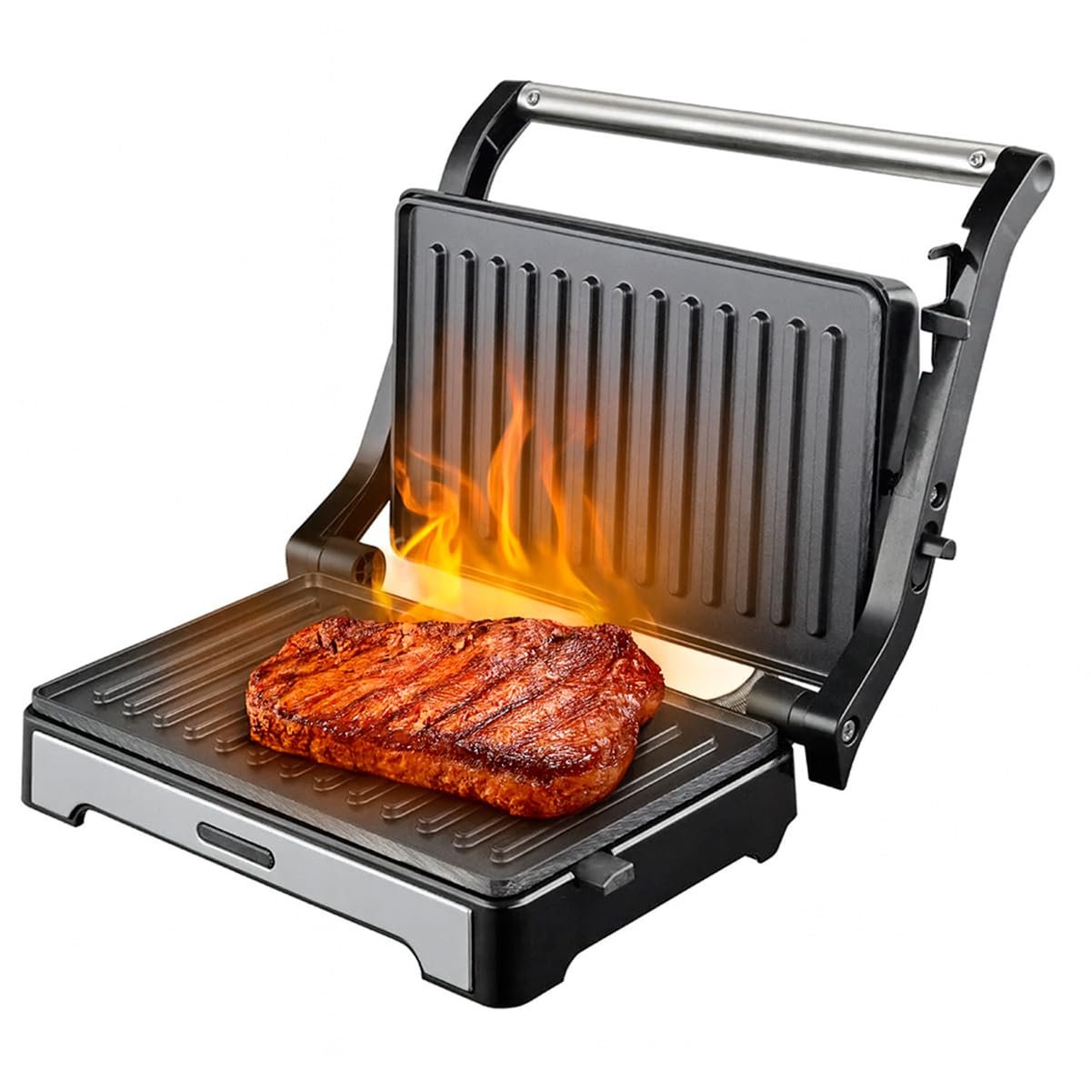 Sanduicheira e Mini Grill HQ 180º 1000W Antiaderente Inox HQ-SG002 220V