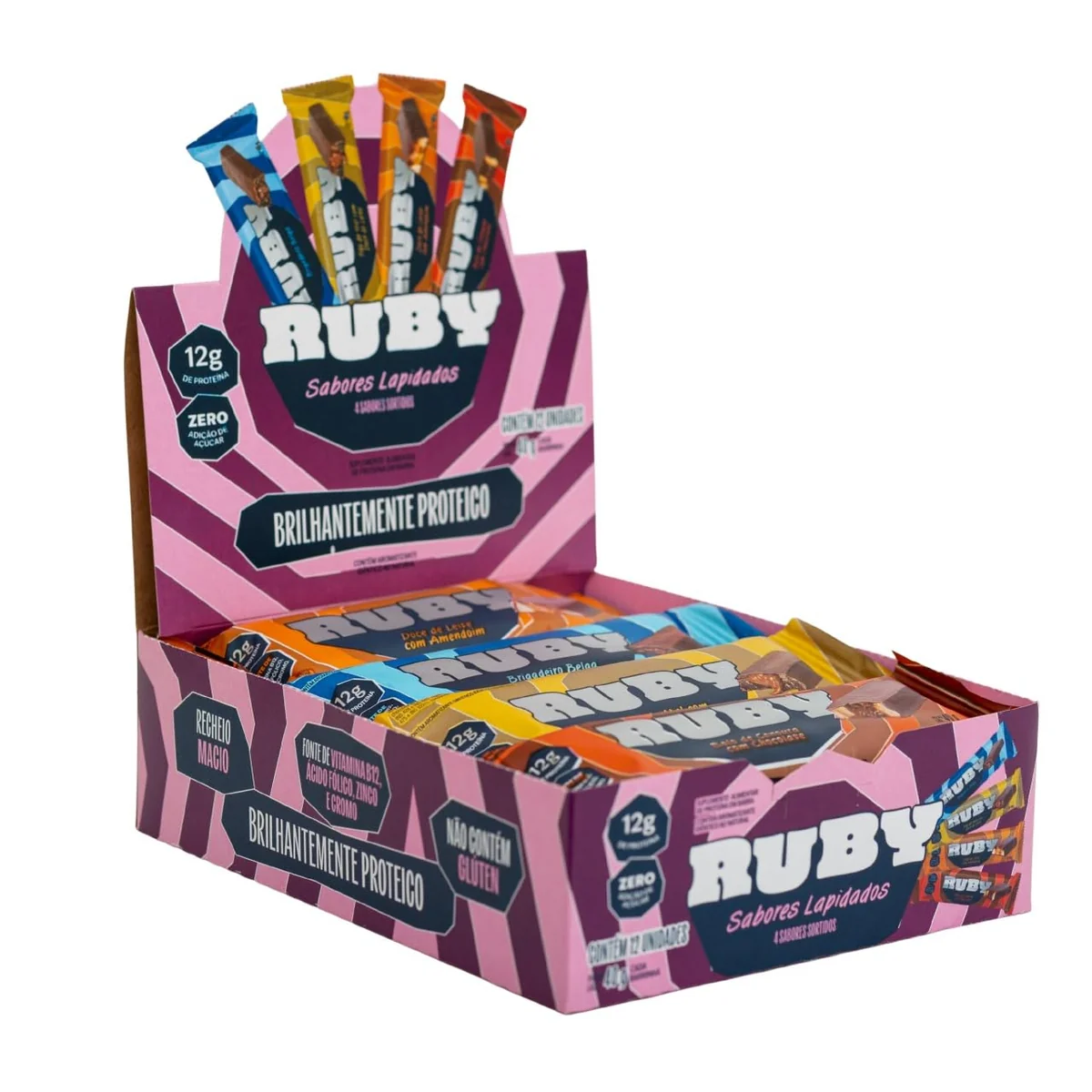 Display 12 Ruby Barrinha Proteina 40G - Sabores Lapidados