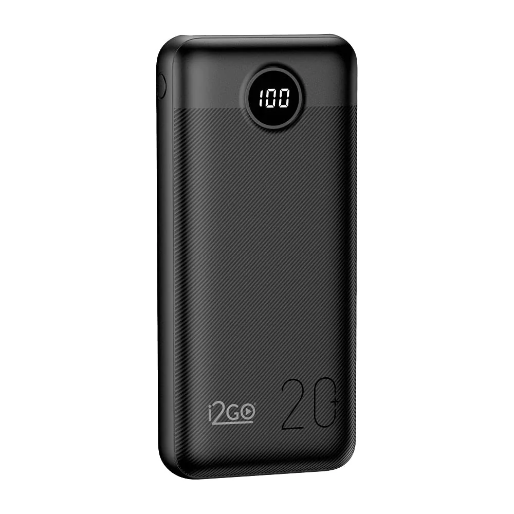 I2GO, Carregador Portátil (Power Bank) Ultra Rápido 20000mAh, Power Delivery 20W, 2 Saídas USB + 1 Saída/Entrada USB-C, Preto, i2GO PRO