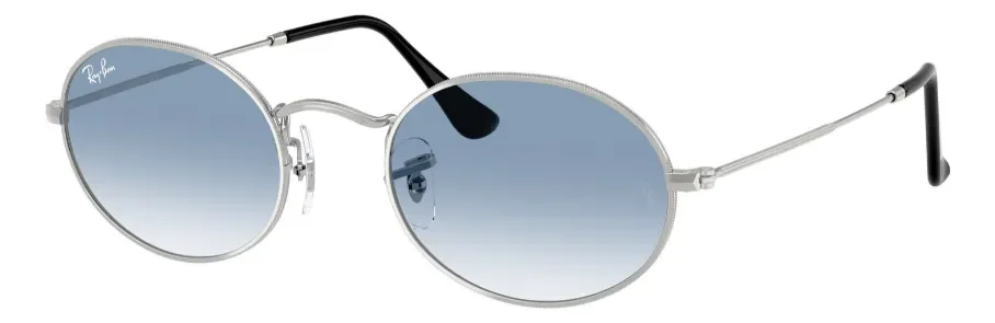 Óculos De Sol Unissex RB3547 Oval Metal Prata/Azul Ray-ban