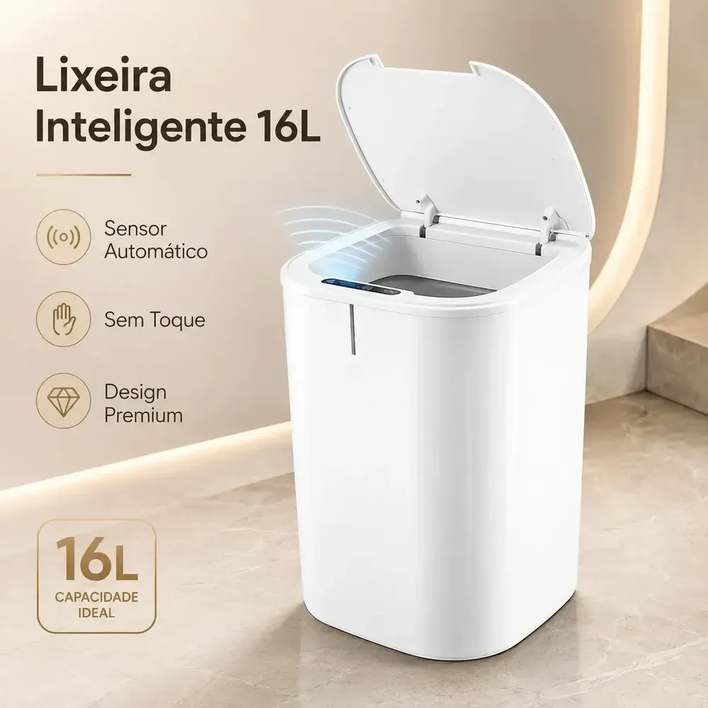 Lixeira Inteligente com Sensor Automático 16L