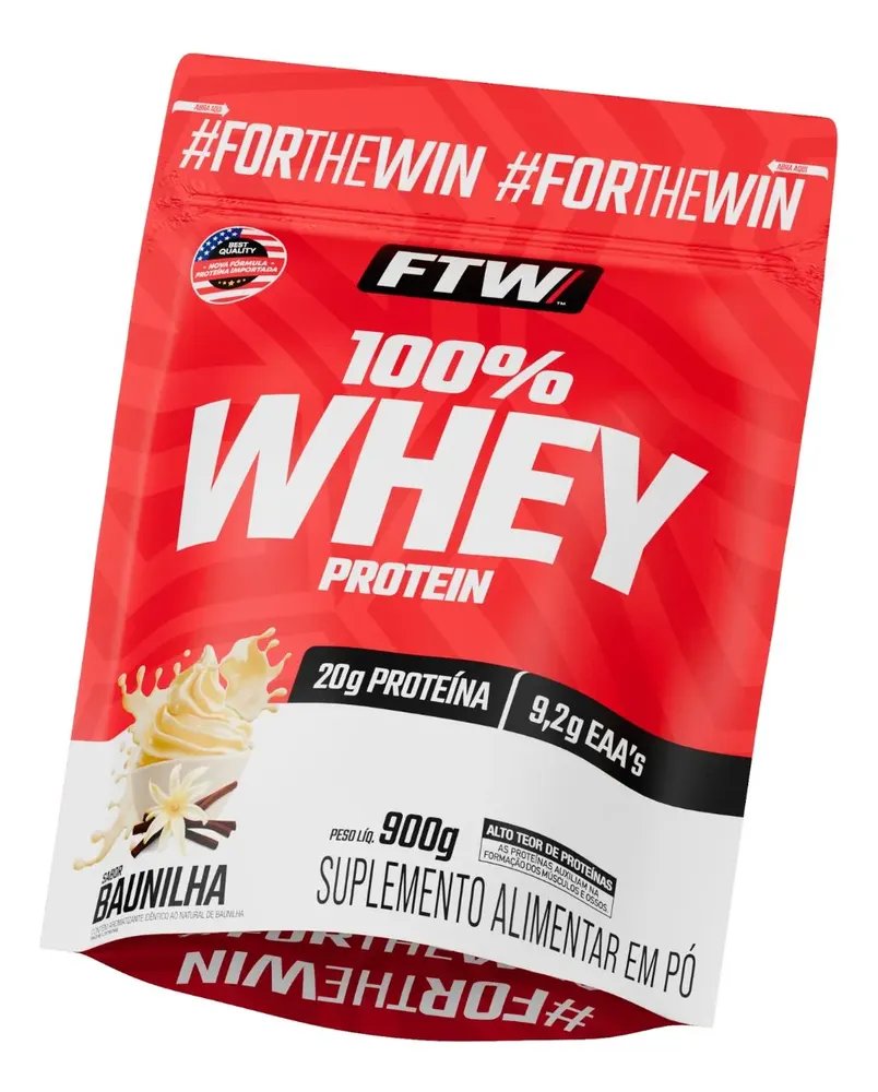 Whey Protein 100 Concentrado Refil 900g Sabor Baunilha Ftw