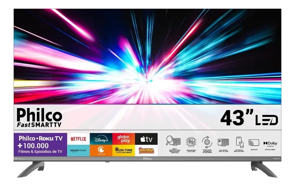 Smart Tv 43'' Philco Full Hd Roku Tv Hdr10 Dolby P43cra