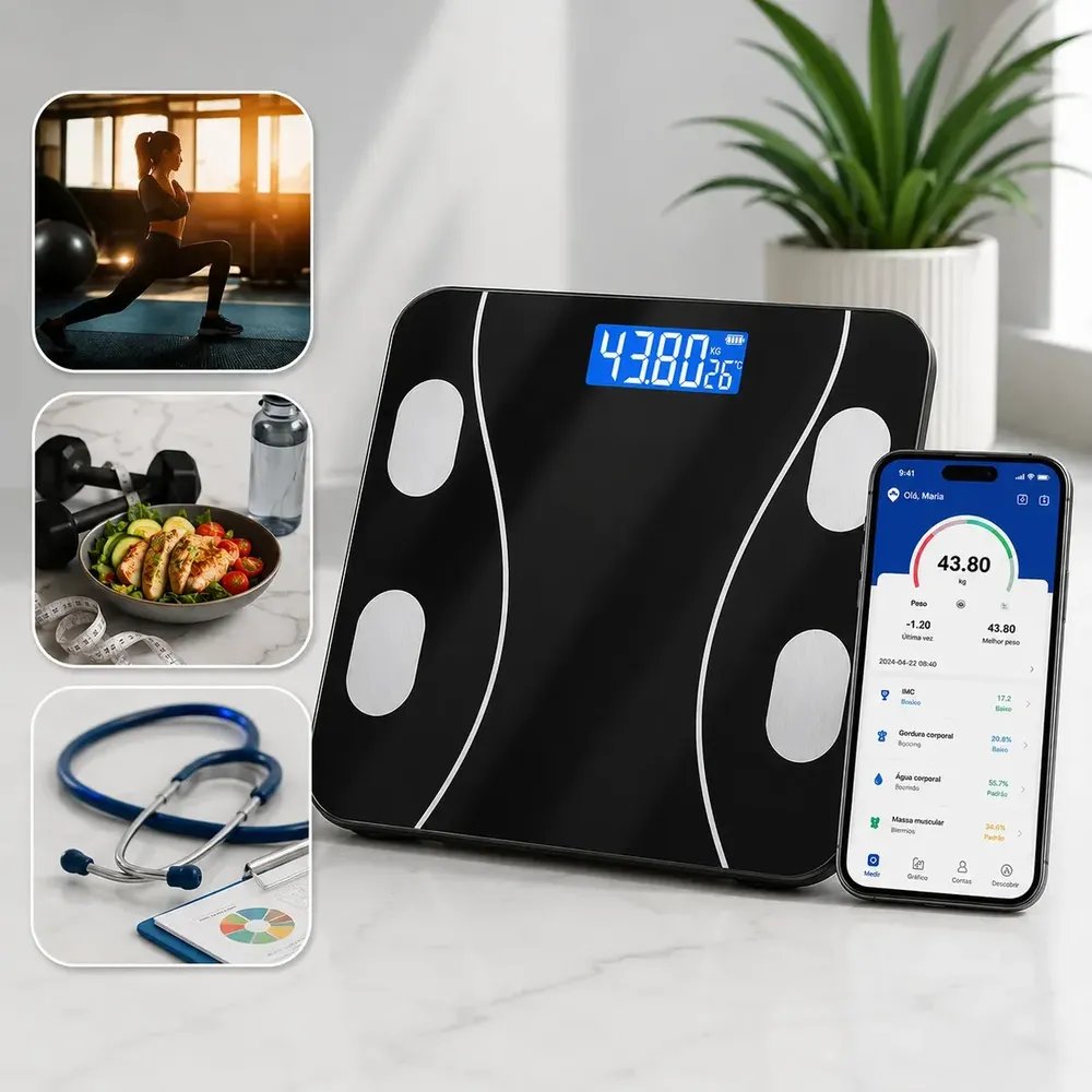 Balança Digital Bioimpedância Bluetooth Corporal 180kg
