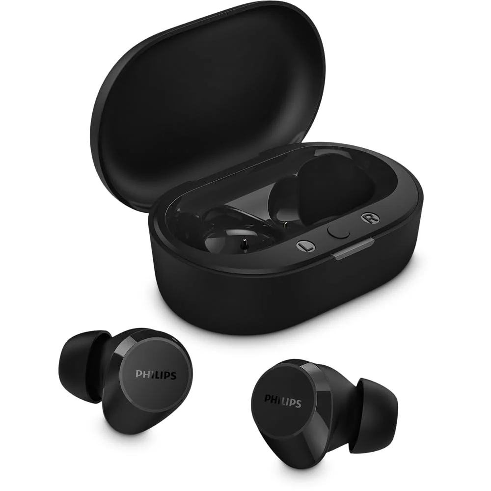 Fone de ouvido sem fio TWS Philips TAT1209BK/00 na cor preto, com bluetooth, microfone, tecnologia…