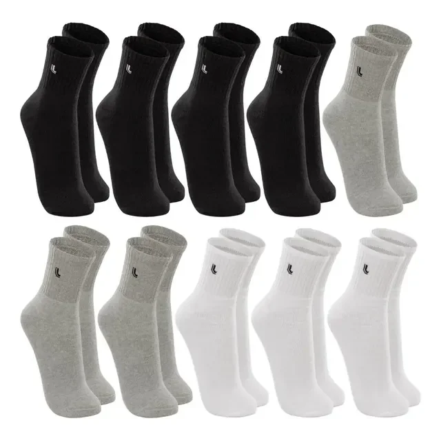 Kit com 10 Pares De Meias Lupo Cano Médio Algodão