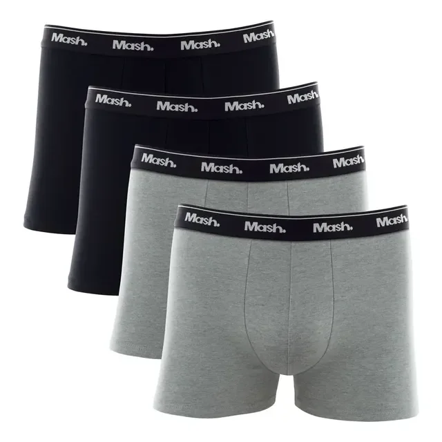 ⚫️ Kit Cueca Boxer Mash 4 Peças Masculina Algodão Elástico