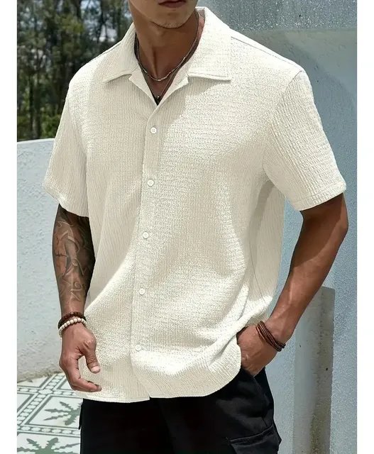 Camisa Casual Masculina Texturizada C/botões Old Money (P ao GG)