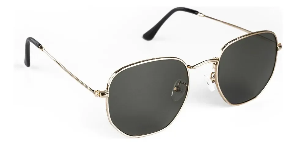 SAINT GERMAIN UNISSEX 🔝 Óculos De Sol Saint Germain Dourado Harbor Aviador Uv400 Lente Preto Desenho Espelho