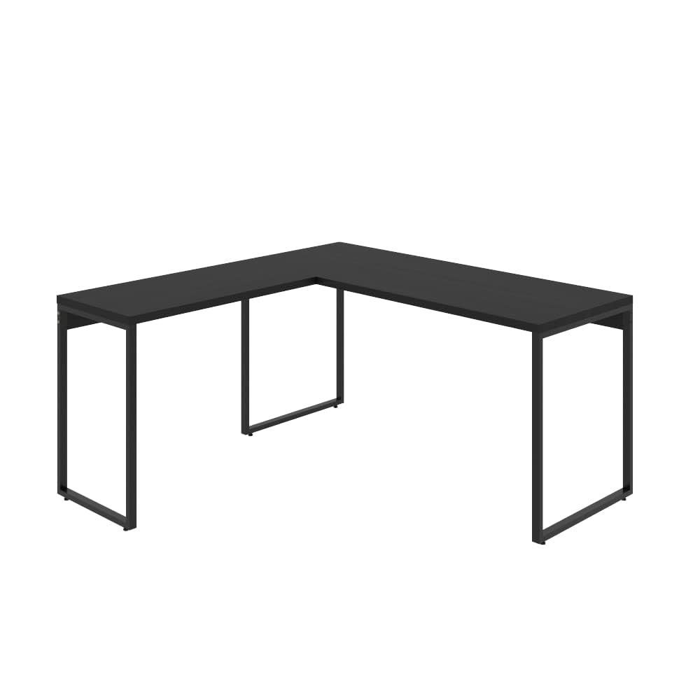 ✨Mesa de Escritório em L Estilo Industrial 1,50mX1,50m Kuadra, Compace, Preto Ônix/Est.Preta✨️