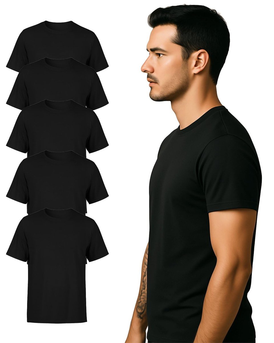 ⚫️ Kit 5 Camisetas Masculinas Básicas 100% Algodão