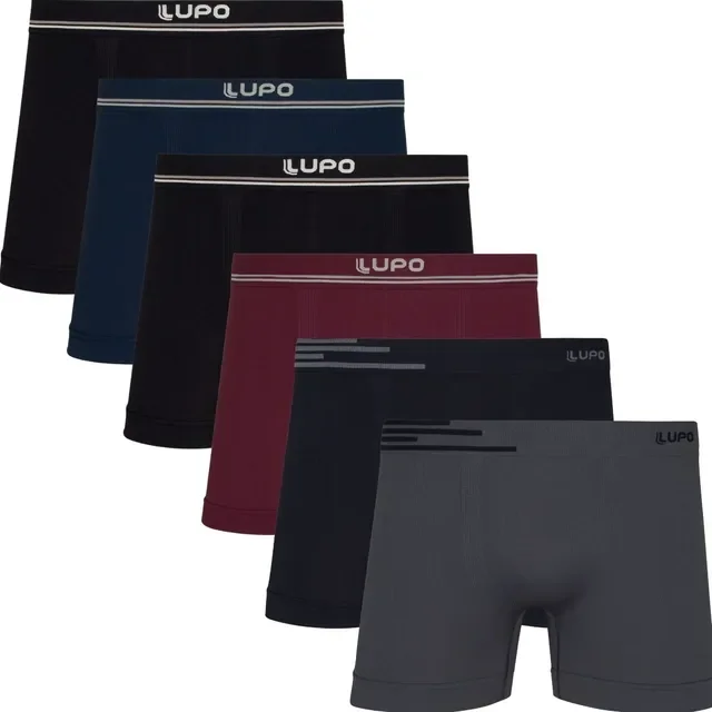 Kit 6 Cuecas Lupo Boxer Sem Costura Microfibra