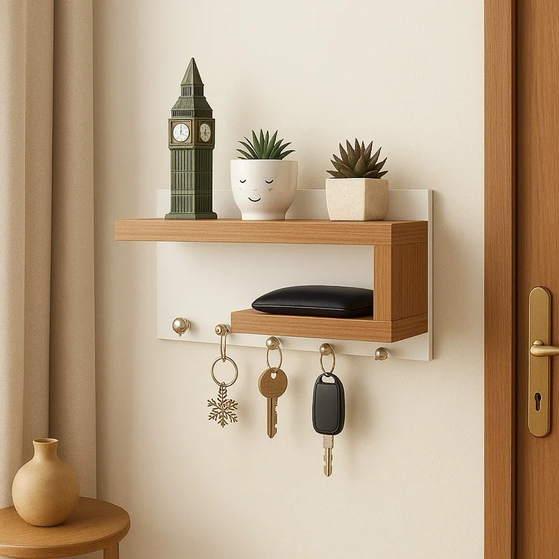 ✨Porta-Chaves de Parede com Prateleira Decorativa em MDF