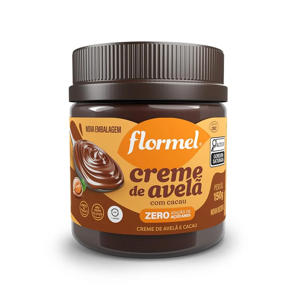 2x Creme de Avela com Cacau FLORMEL Zero Açúcar - 150 Gramas