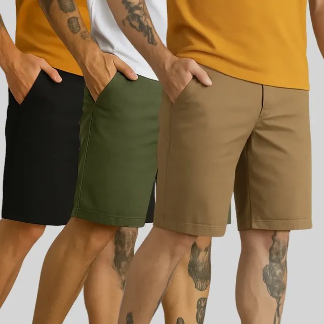 Kit com 3 Bermudas Sarja Jeans Premium