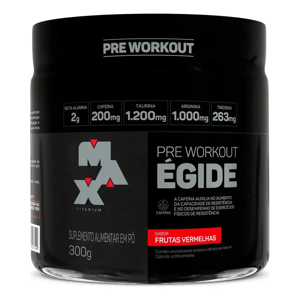 ✨Pre Treino Égide 300g Max Titanium Sabor Frutas Vermelhas Suplemento Alimentar Em Pó✨️
