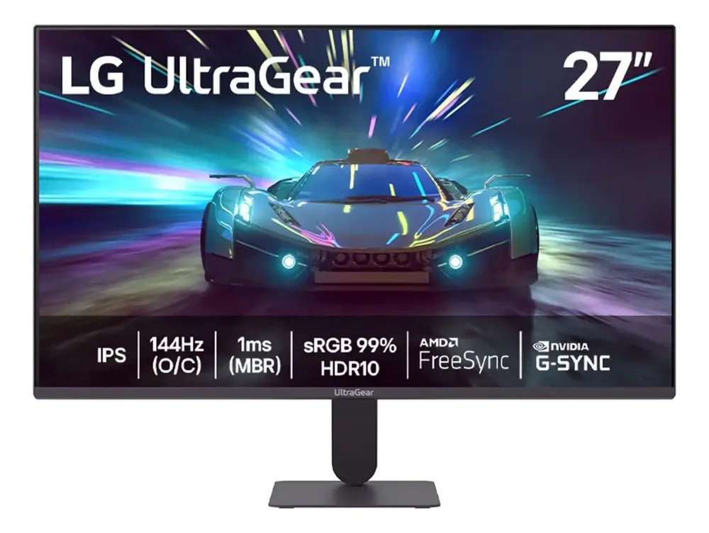 LG UltraGear Monitor Gamer 27" IPS 144Hz (O/C) 1ms (MBR) Full HD (1920x1080) HDR10 Preto - 27G411A