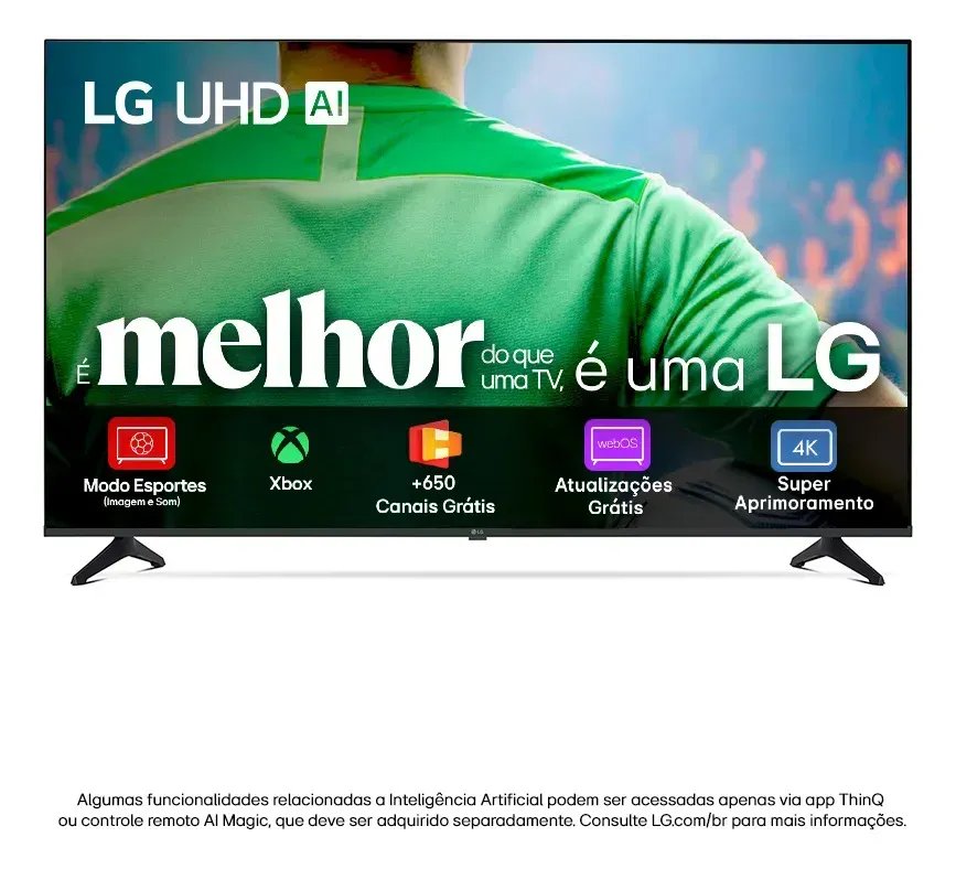 Smart TV LG UHD AI UA75 43" polegadas HDR10 Pro Processador α7 AI Ger 8 webOS 25