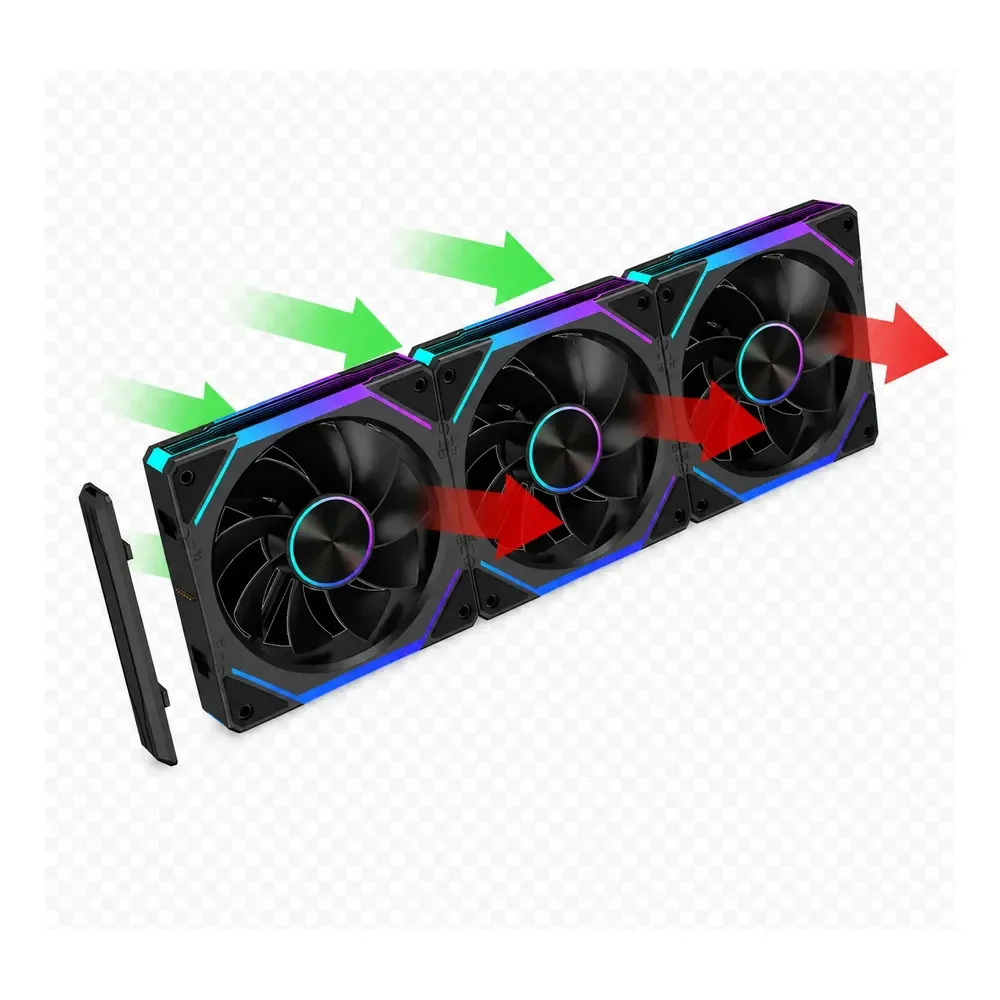 Kit Fan Magnético Reverse 3 Em 1 Obsid Unifan Argb 120mm Pt Preto