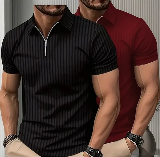 Kit 2 Camiseta Polo Manga Curta Com Ziper Masculina Canelada