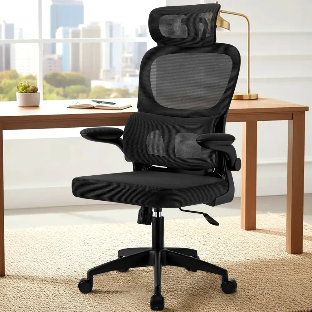 Cadeira Ergonomica Escritorio Giratória Executiva Tela Mesh Preto Algodão