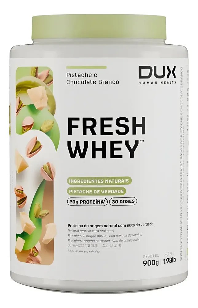 Fresh Whey Isolado Hidrolisado 900g Pistache E Chocolate Branco Dux