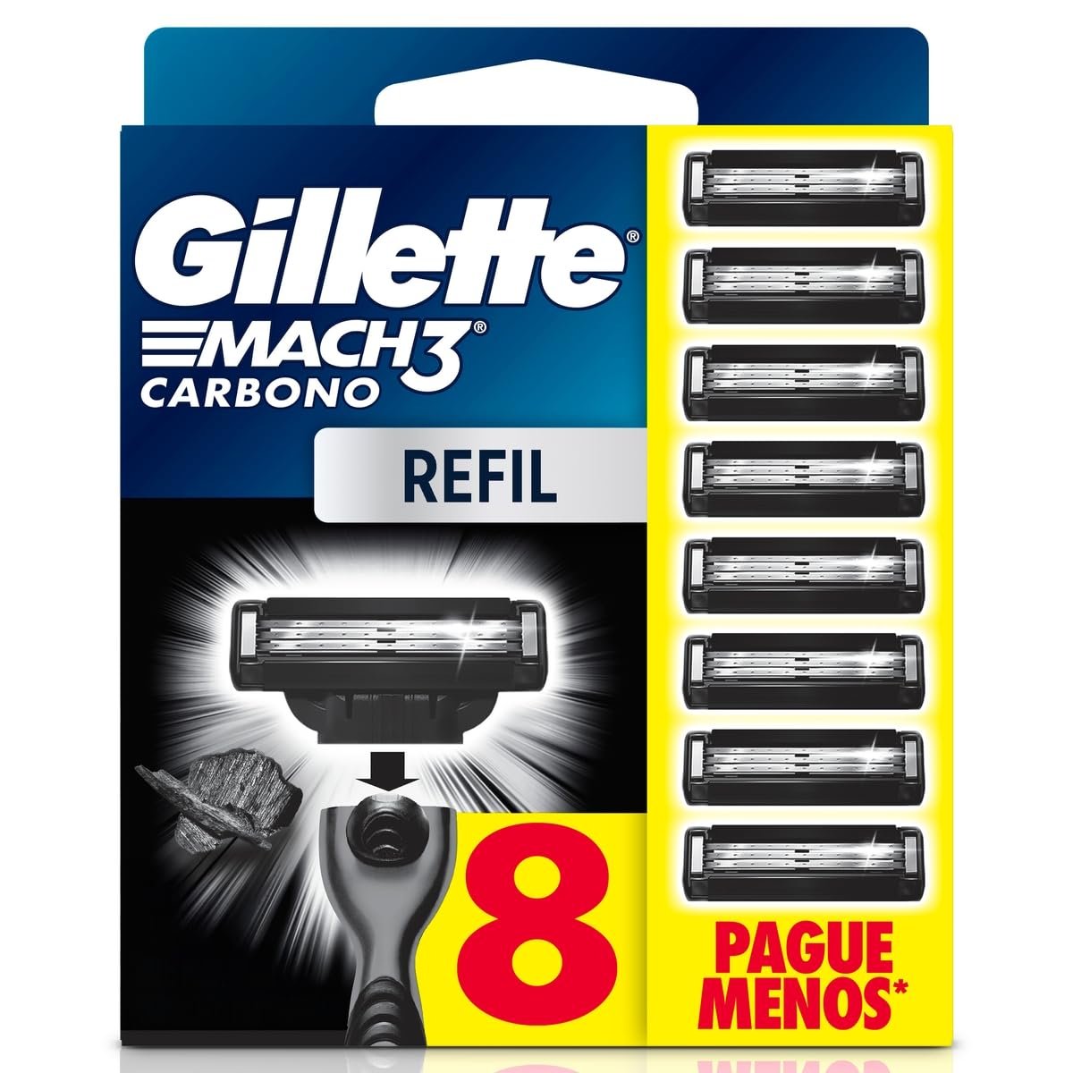 8 Unidades Cargas Gillette Mach3 Carbono