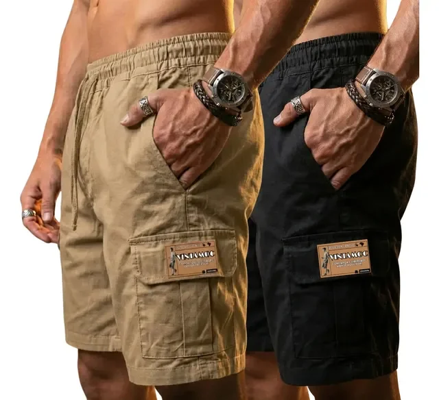⚫️ Kit 2 Bermuda Cargo Short Mauricinho Street Brim Lisa Sarja