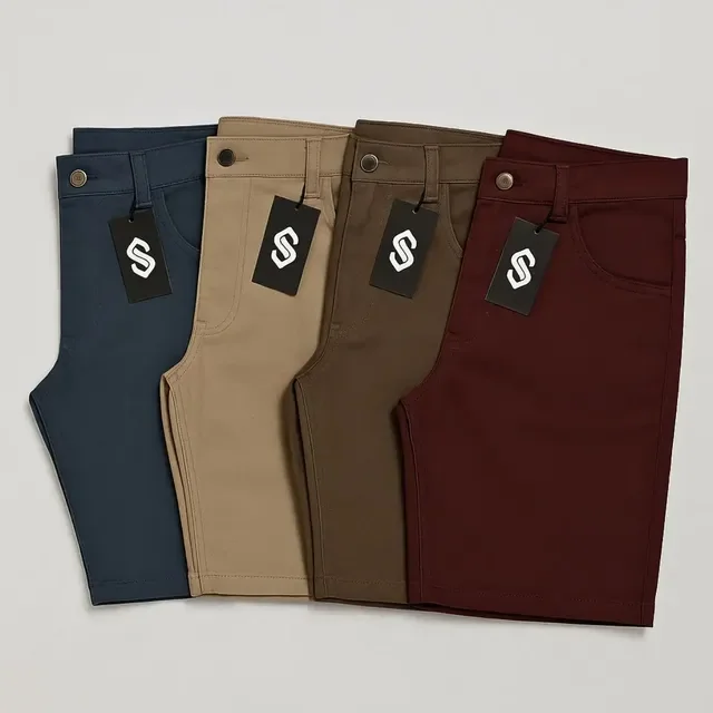 Kit 4 Bermudas Masculina De Sarja Brim 36 Ao 46 - Evolution