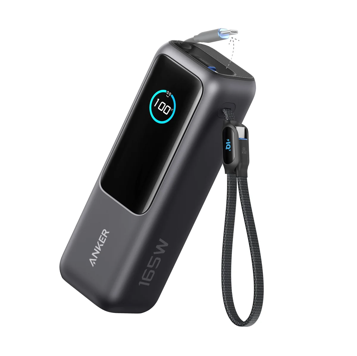 Anker Laptop Power Bank, 25.000mAh Carregador Portátil para Notebook,3-Portas 165W USB-C,Cabos Retráteis Integrados, Aprovado para Viagens Aéreas,Compatível com iPhone 17/16/15,Samsung,Xiaomi e Mais