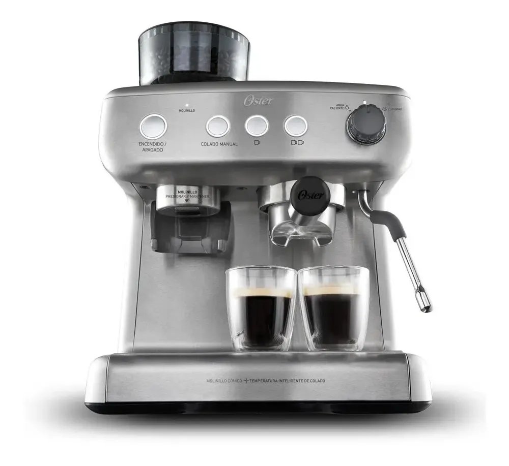 Cafeteira Espresso Oster Perfect Brew 15 barras C/molino Color Plateado