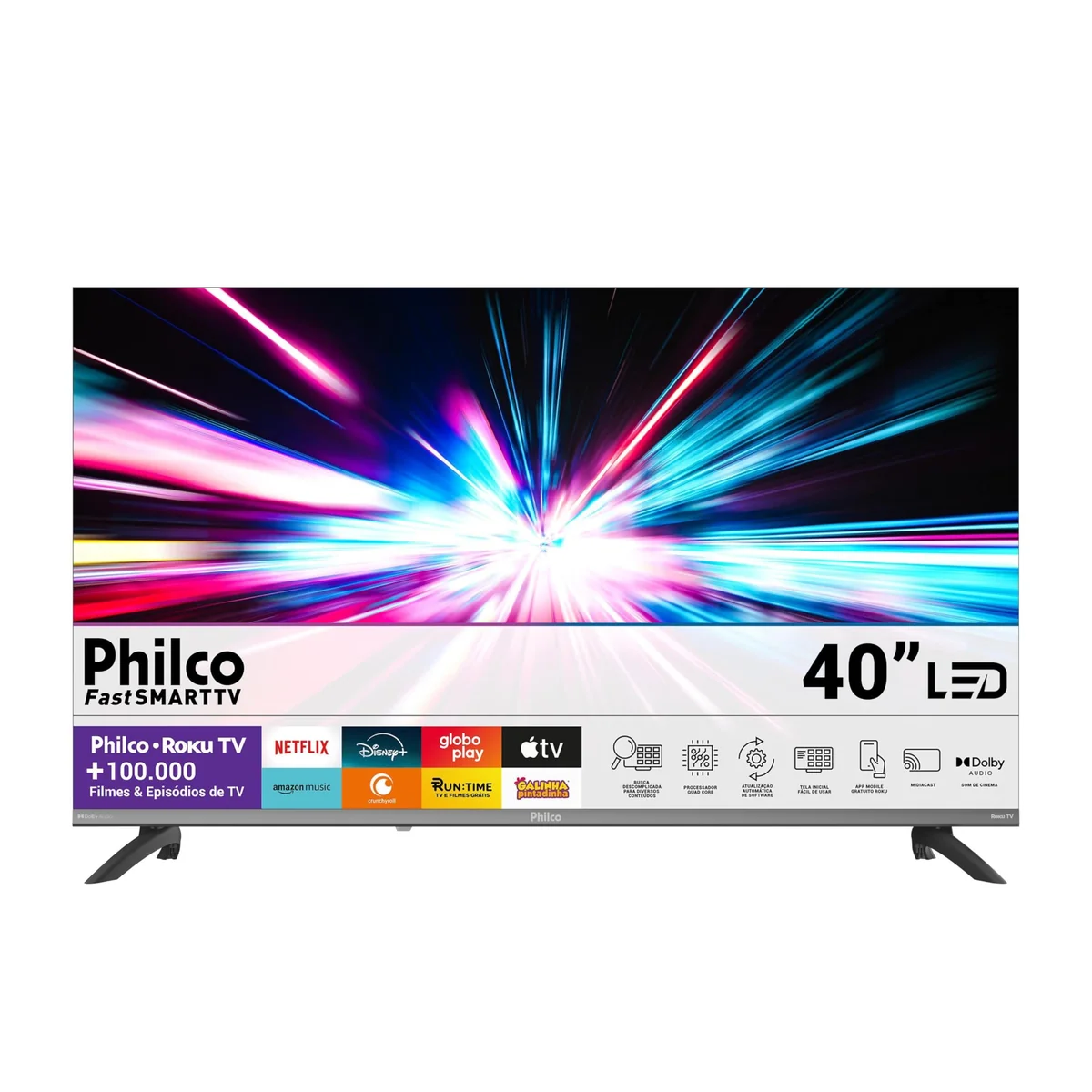 🛒Smart TV 40" Philco Roku TV HDR10 Dolby Áudio P40CRA